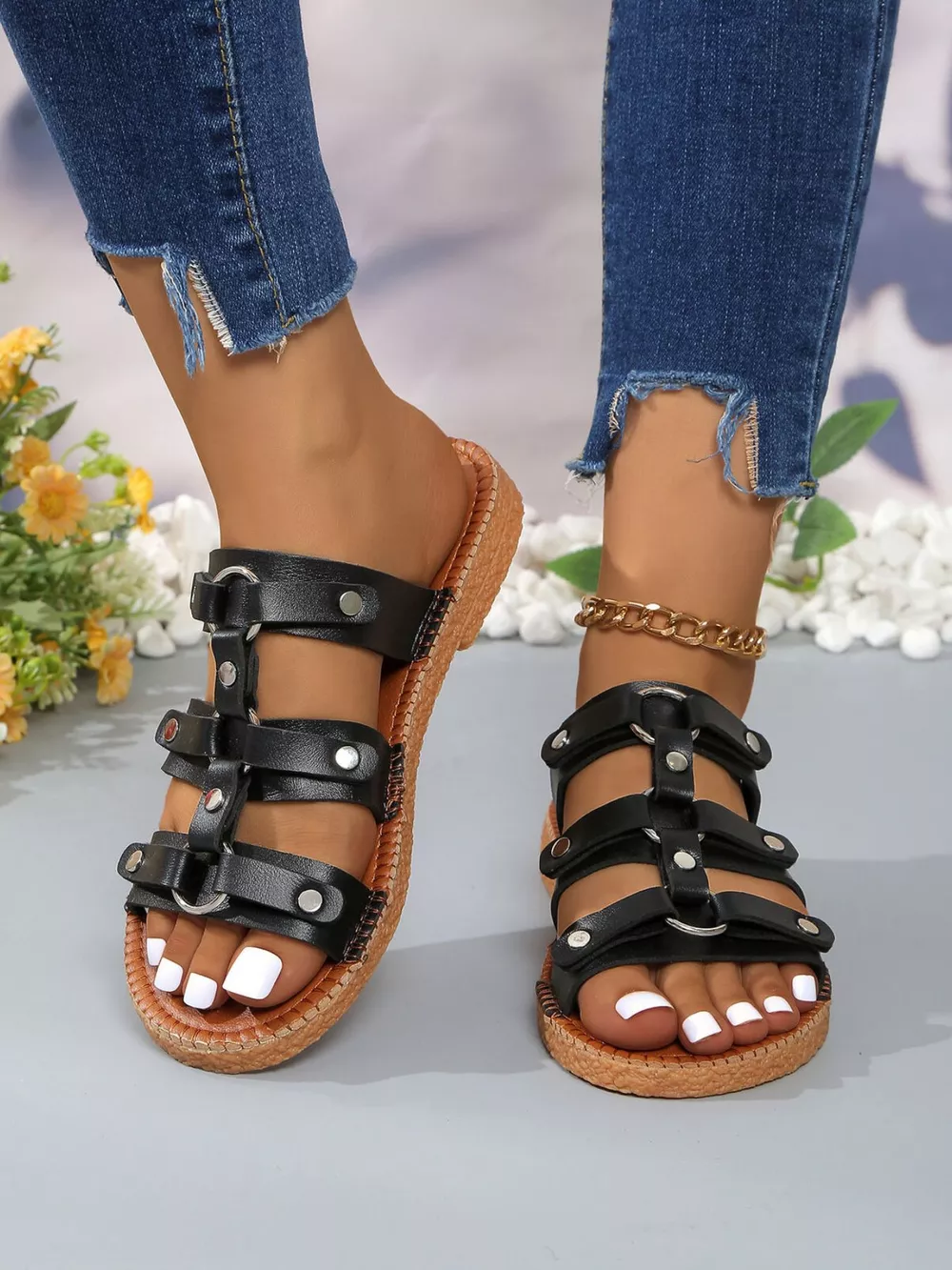 Studded Open Toe Sandals, image 3