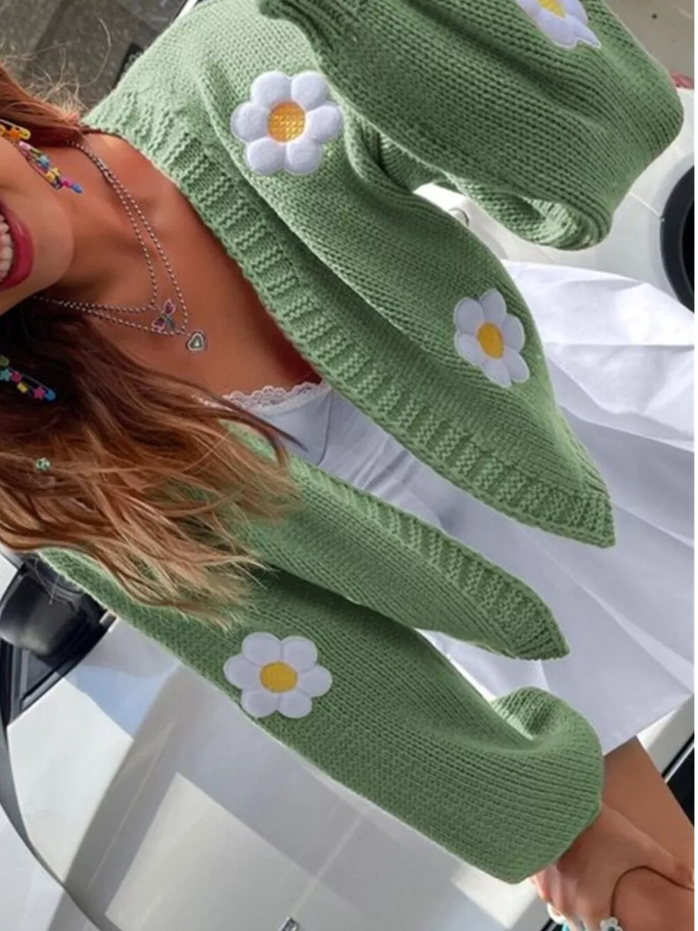 Floral Open Front Knit Cardigan, image 17