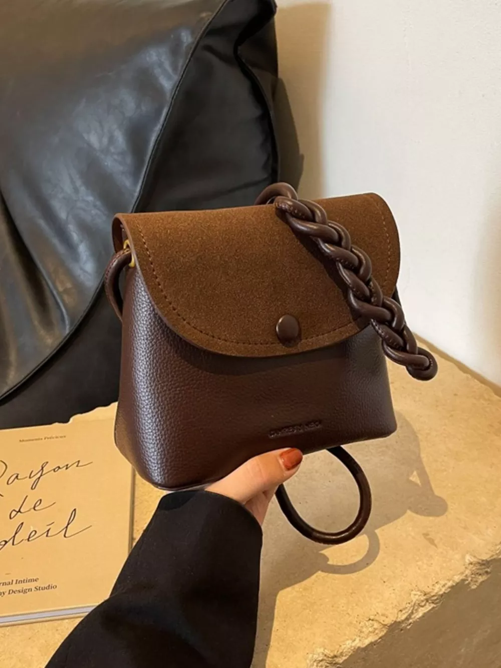 Braided Handle Flap Crossbody Bag, image 5
