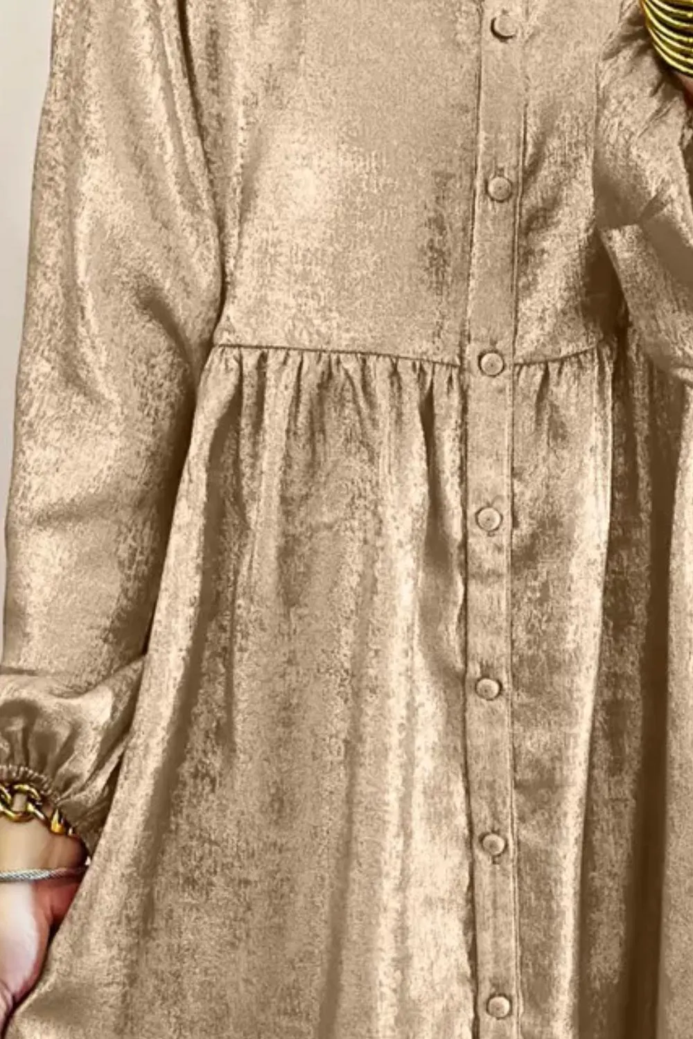 Metallic Sheen Long Sleeve Mini Dress, image 5