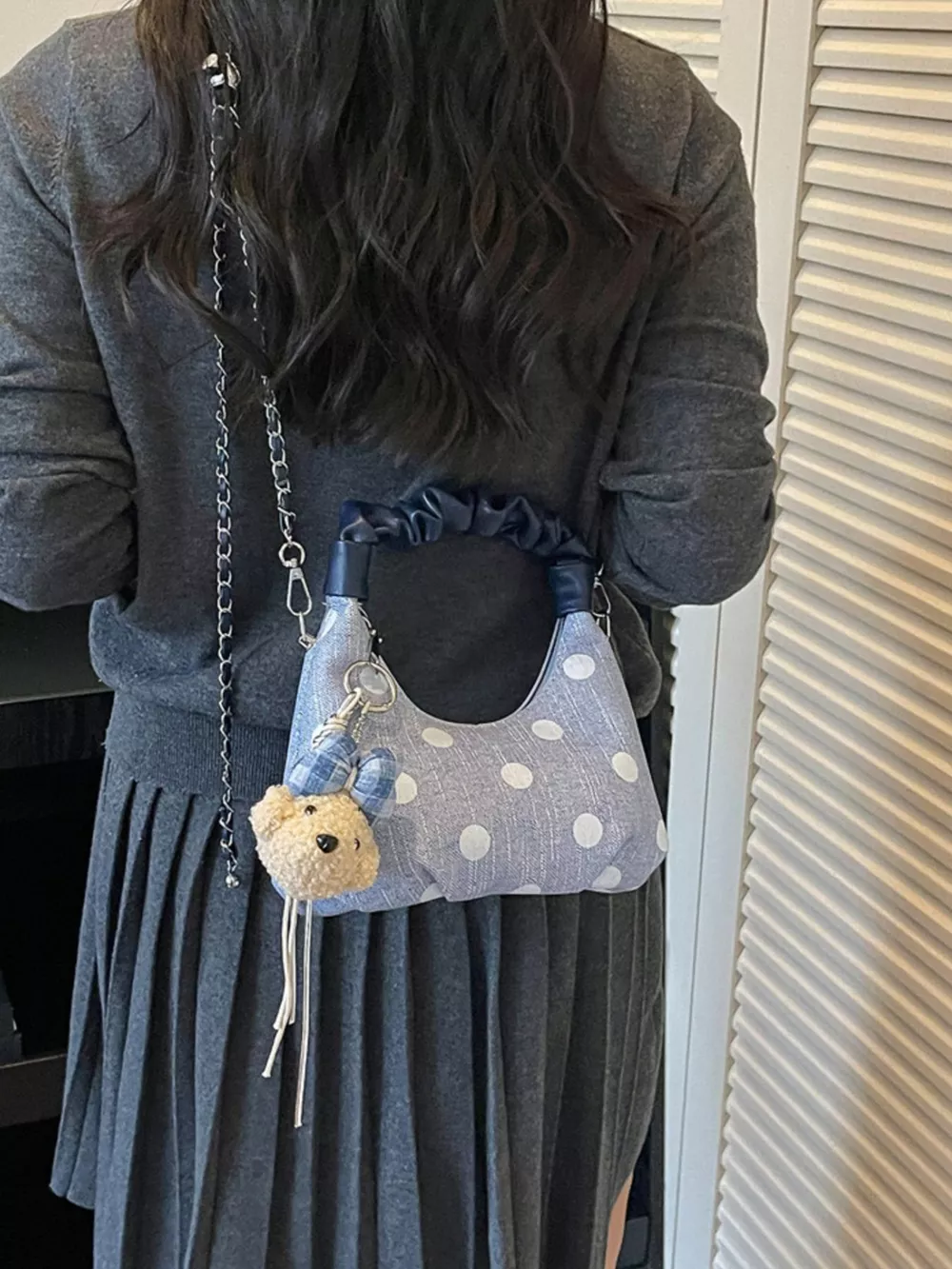 Polka Dot Ruched Handle Crossbody Bag, image 13