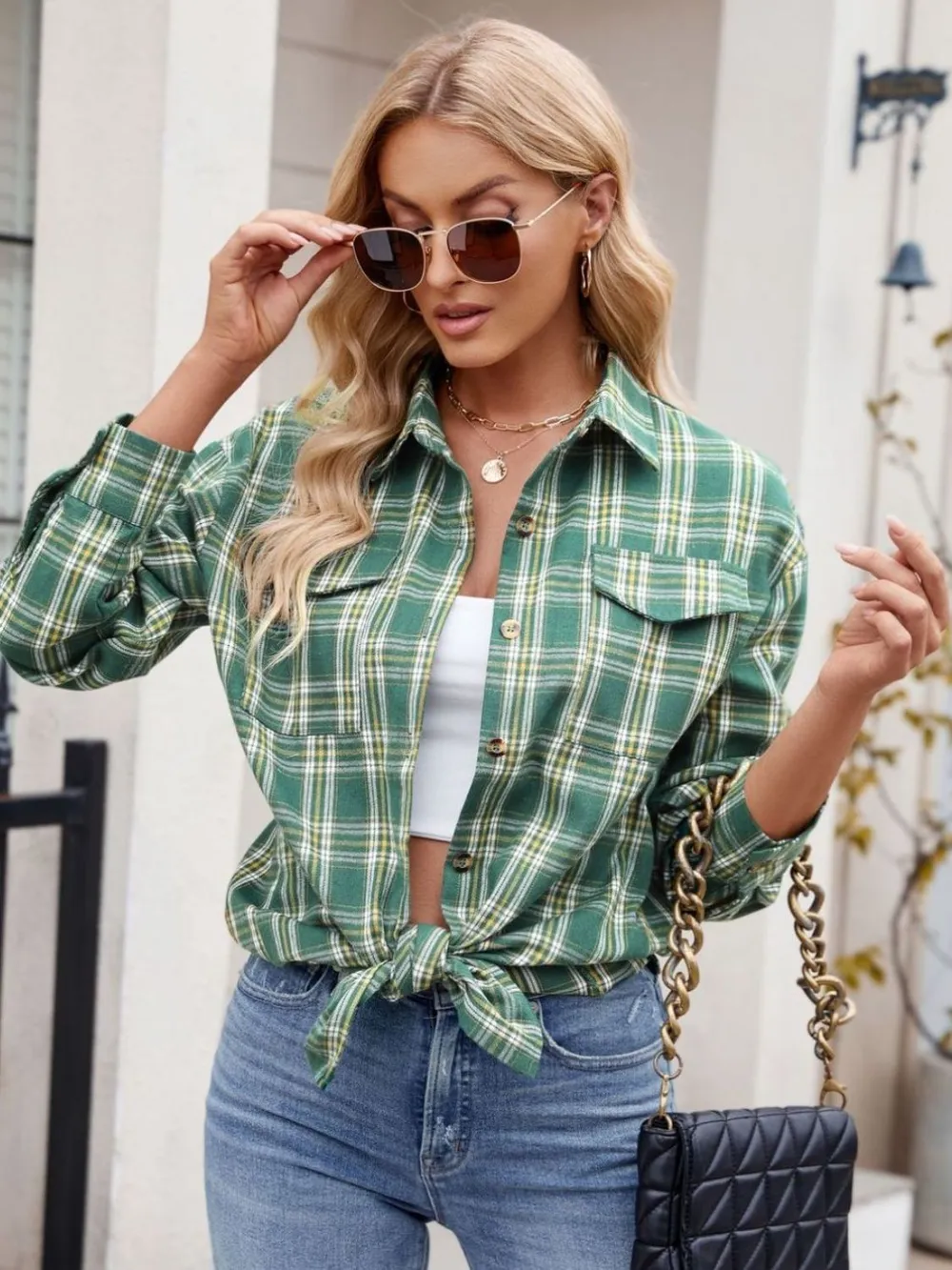 Plaid Button Up Long Sleeve Shirt, image 8
