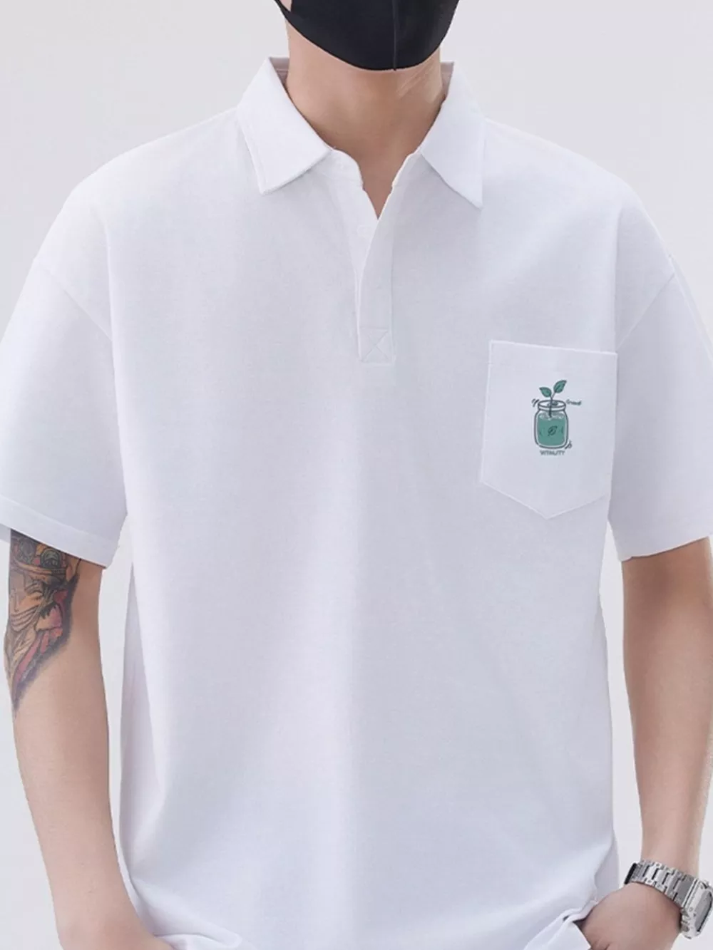 Men's Plus Size Button Detail Short Sleeve Polo, image 6