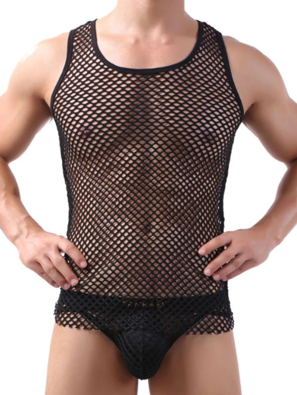 Men's Openwork Round Neck Tank
