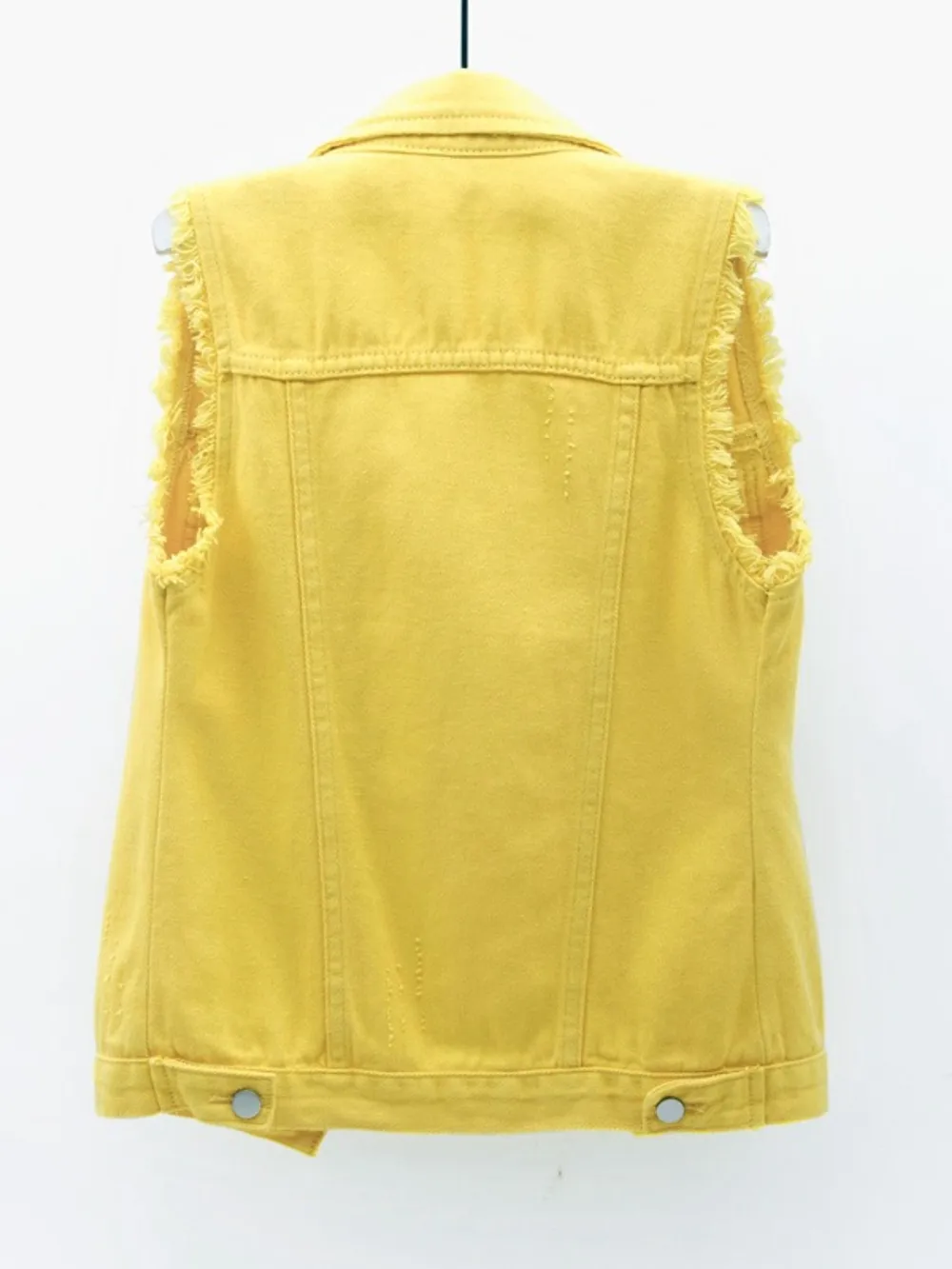 Full Size Button Down Raw Hem Sleeveless Denim Jacket Plus Size, image 16