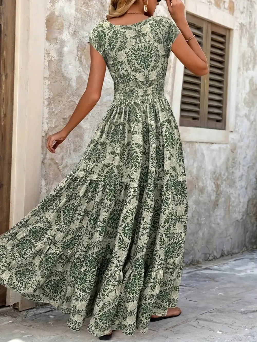 Vintage Floral Cap Sleeve Maxi Dress, image 5