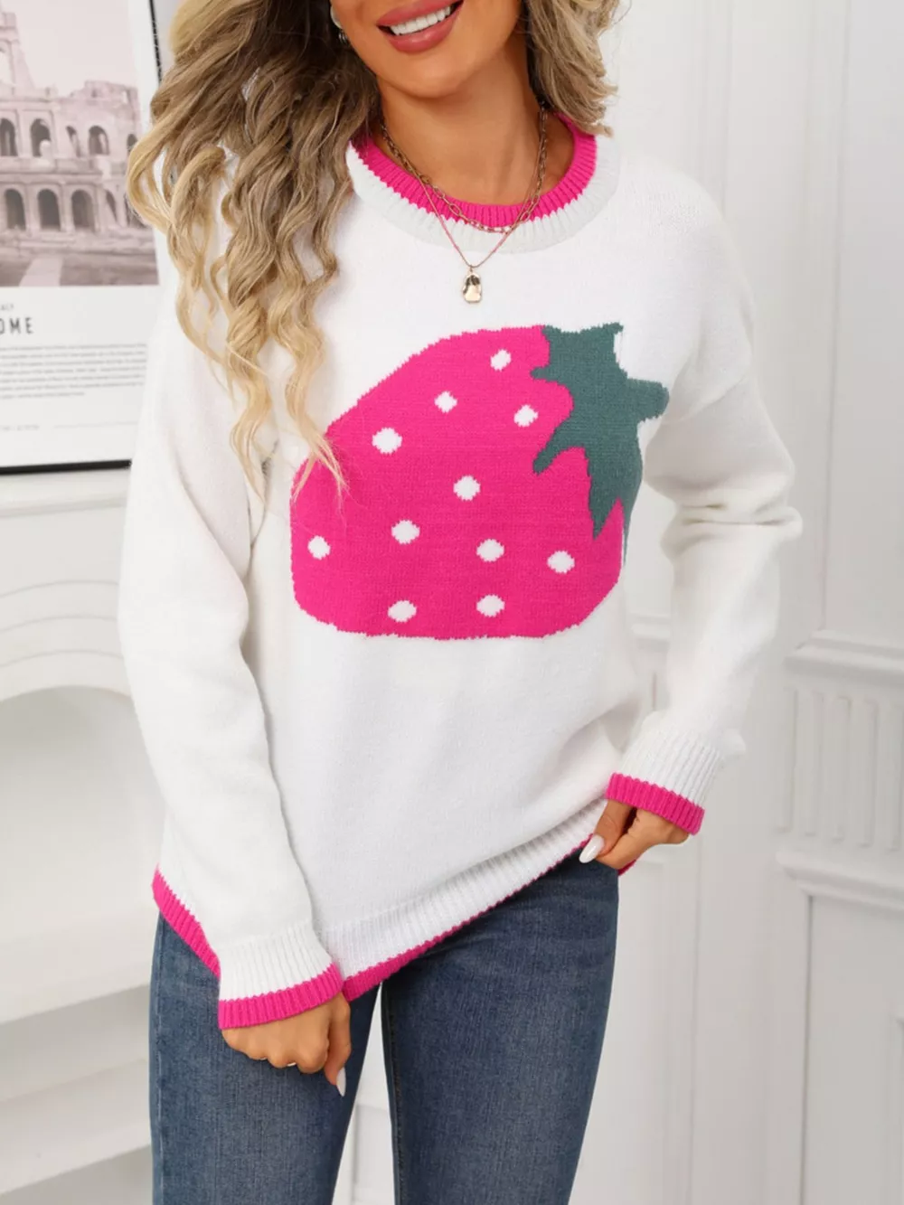 Strawberry Crew Neck Sweater, image 12