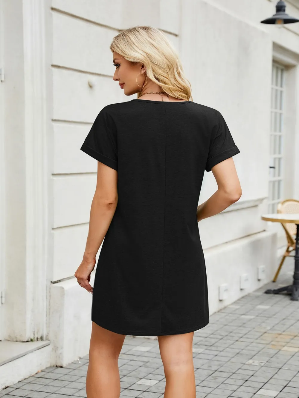 V-Neck Short Sleeve Mini Tee Dress, image 14