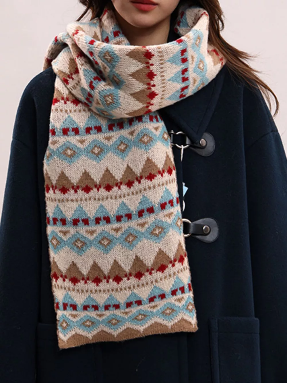 Vintage Geometric Knitted Scarf, image 2