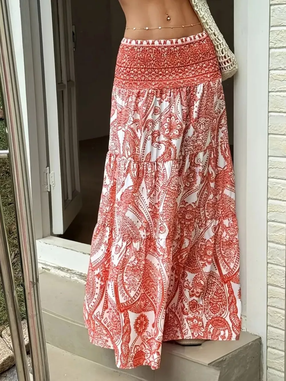 Paisley Print Maxi Skirt, image 12