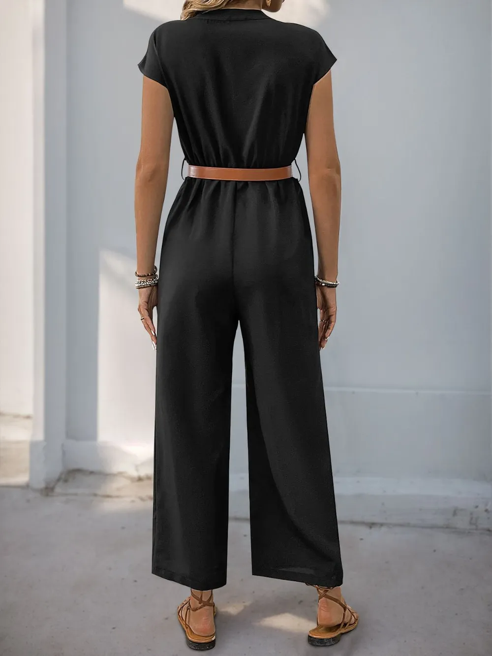 Notched Wide Leg Jumpsuit, image 3