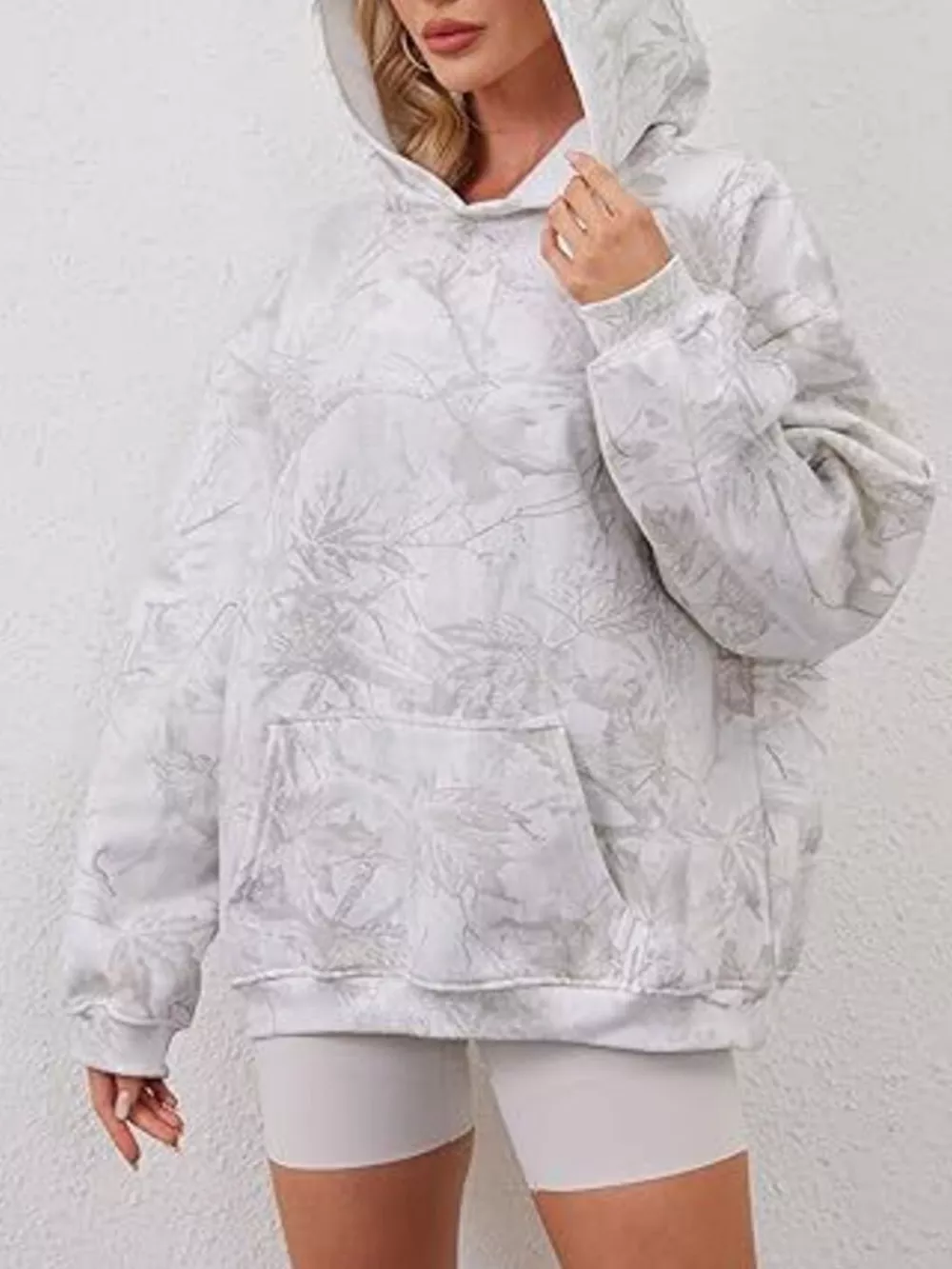 Full Size Kangaroo Pocket Long Sleeve Hoodie Plus Size, image 6