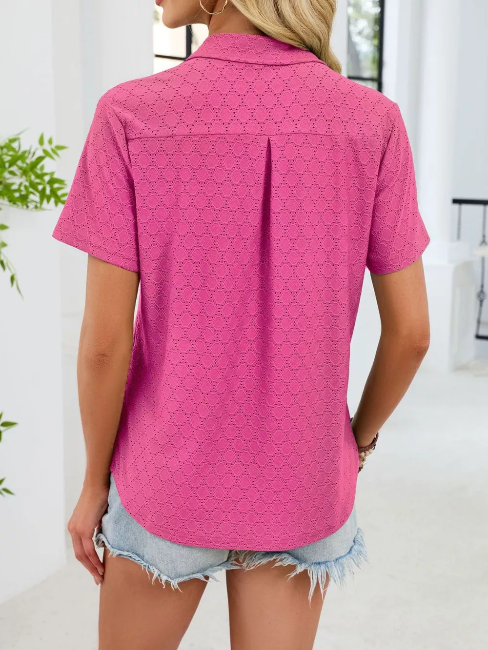 Eyelet Short Sleeve Blouse, image 16