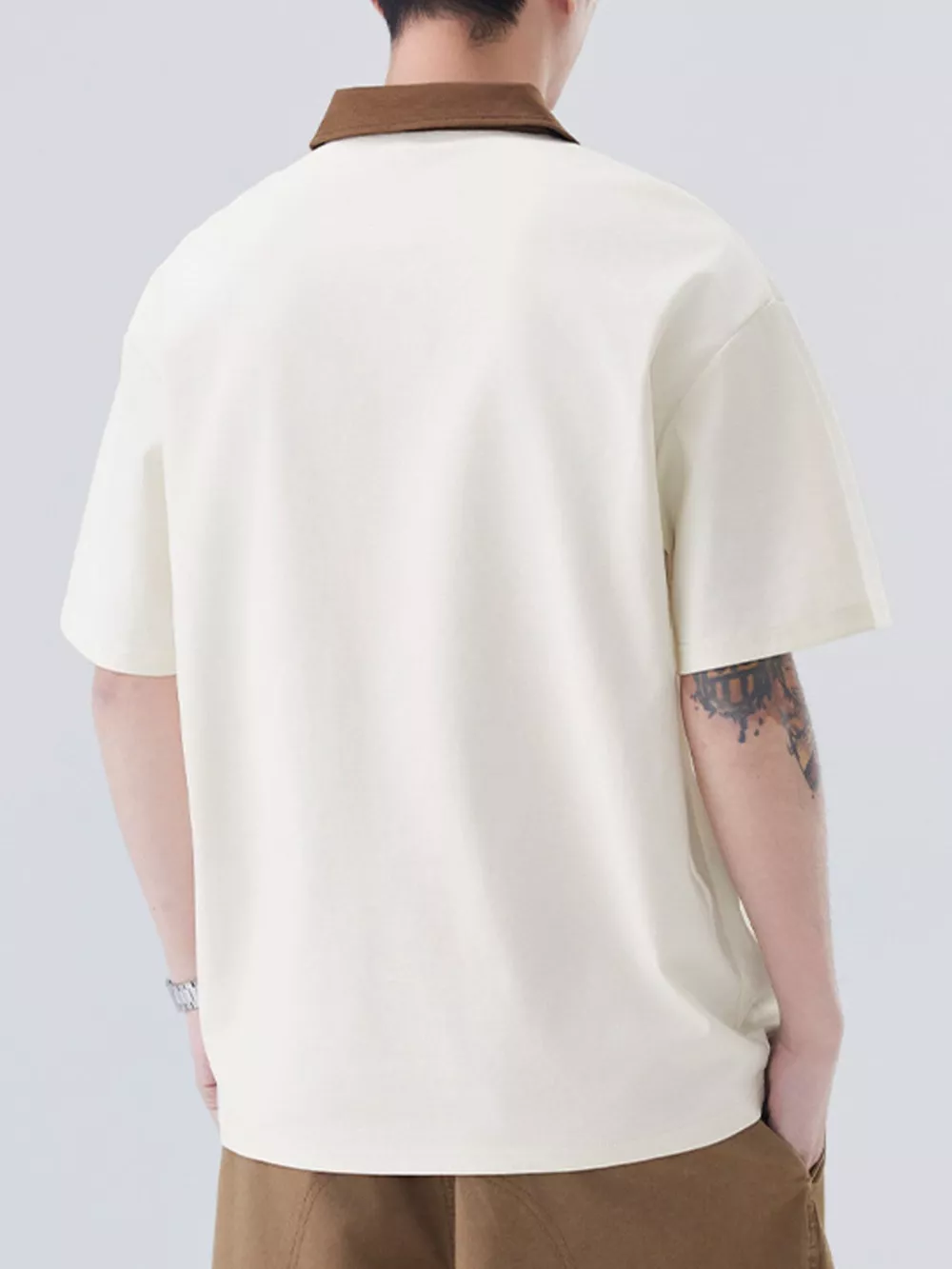 Men's Plus Size Quarter Zip Short Sleeve Polo, image 5