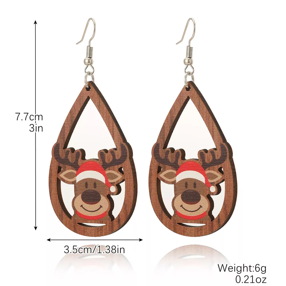 Christmas Reindeer Teardrop Dangle Earrings, image 4