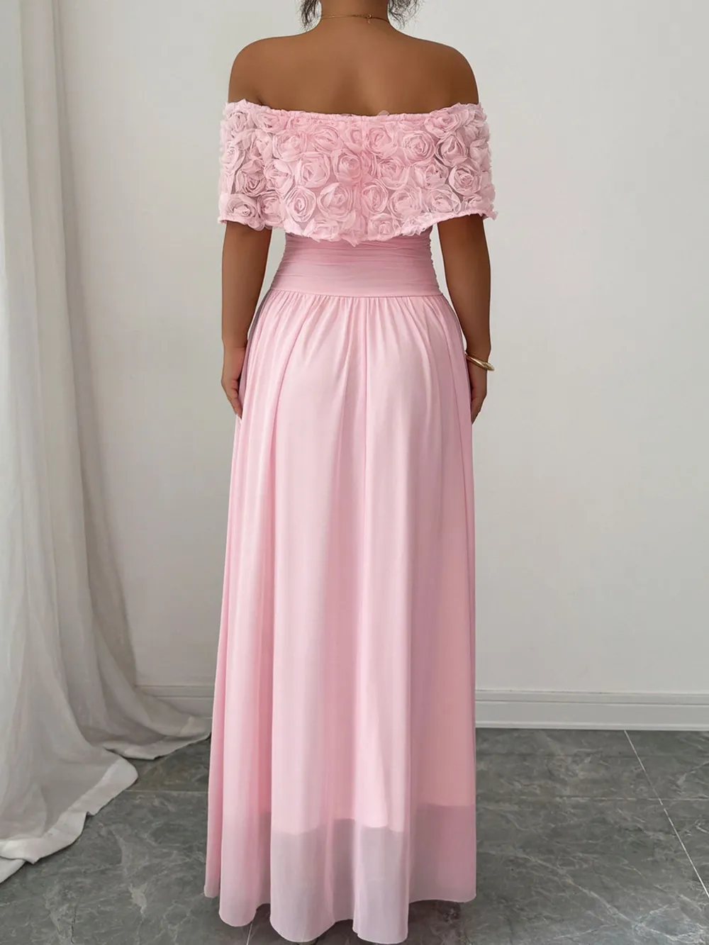 Off-Shoulder Rose Embellished Maxi Dress, image 5