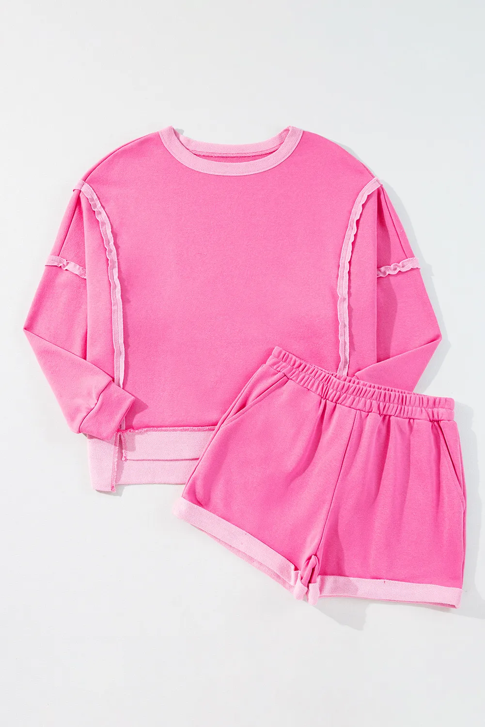 High-Low Round Neck Top and Shorts Set, image 5