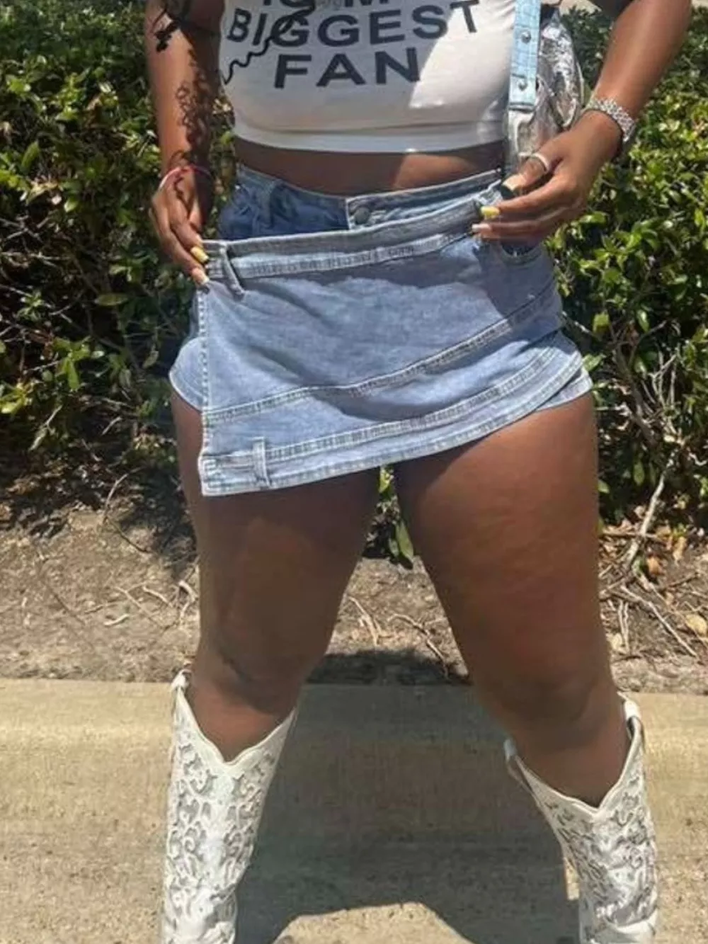 Asymmetrical Wrap Denim Shorts, image 4