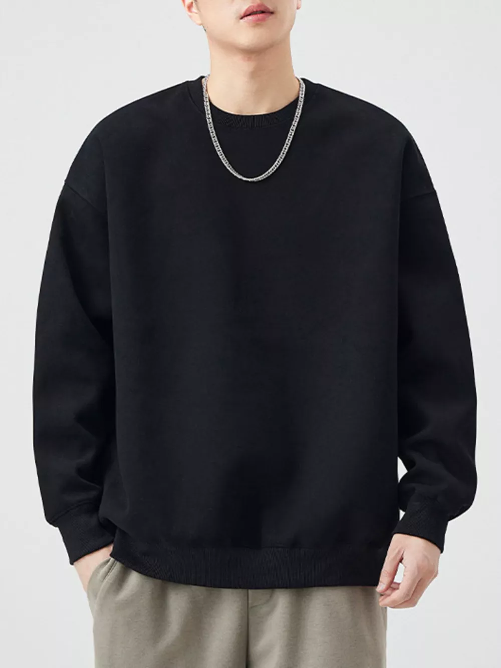 Men's Plus Size Crew Neck Long Sleeve Sweatshirt, image 2