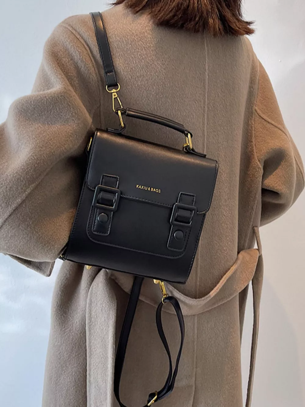Double Buckle Square Backpack Bag, image 2