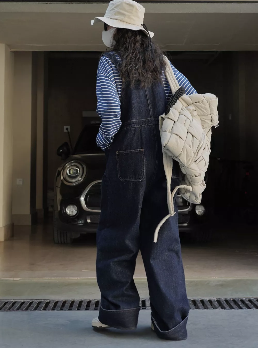 Vintage Dark Wash Wide-Leg Denim Overalls, image 7