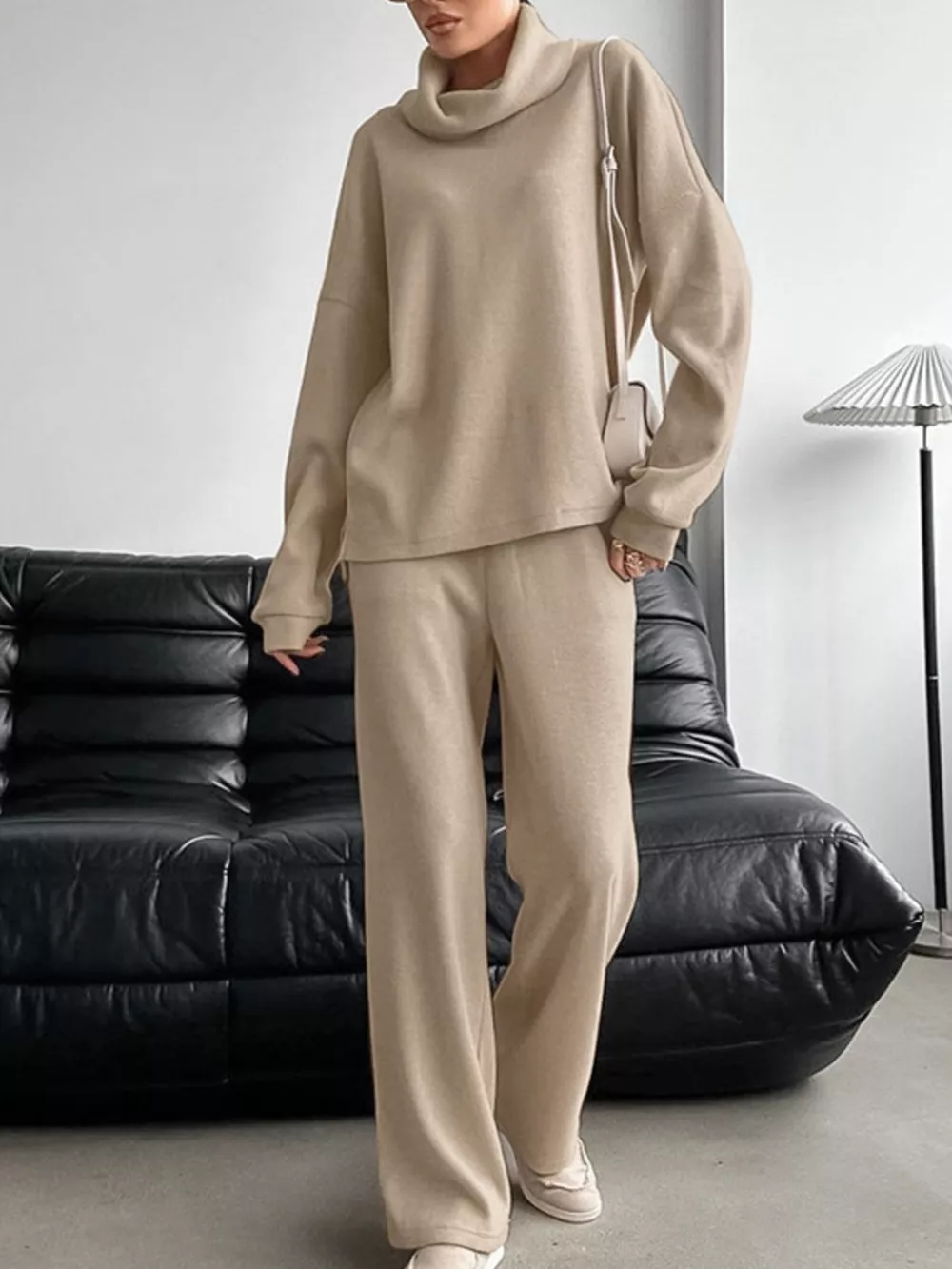 Turtleneck Long Sleeve Top and Pants Set