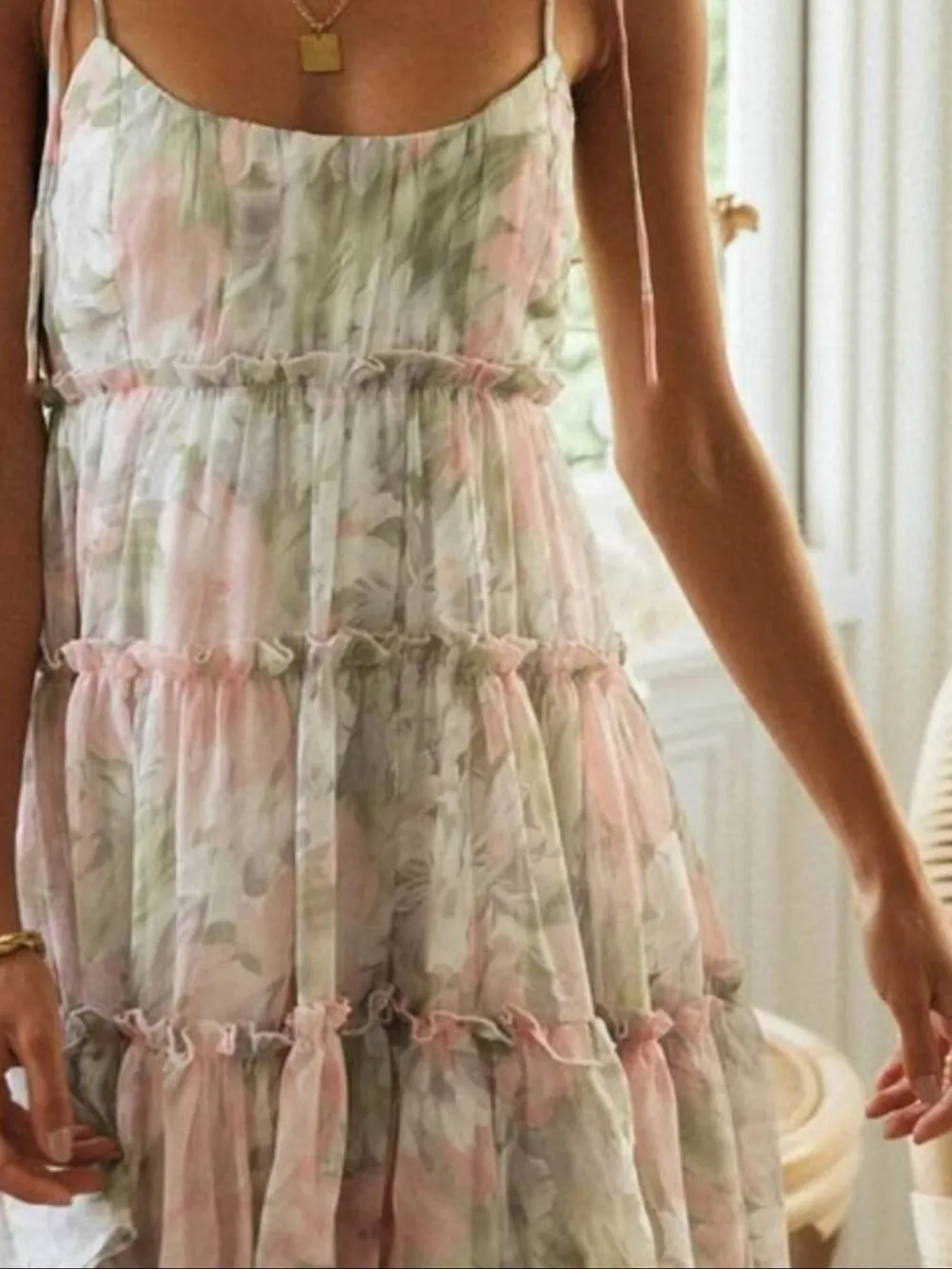 Printed Tie-Strap Tiered Mini Dress, image 12