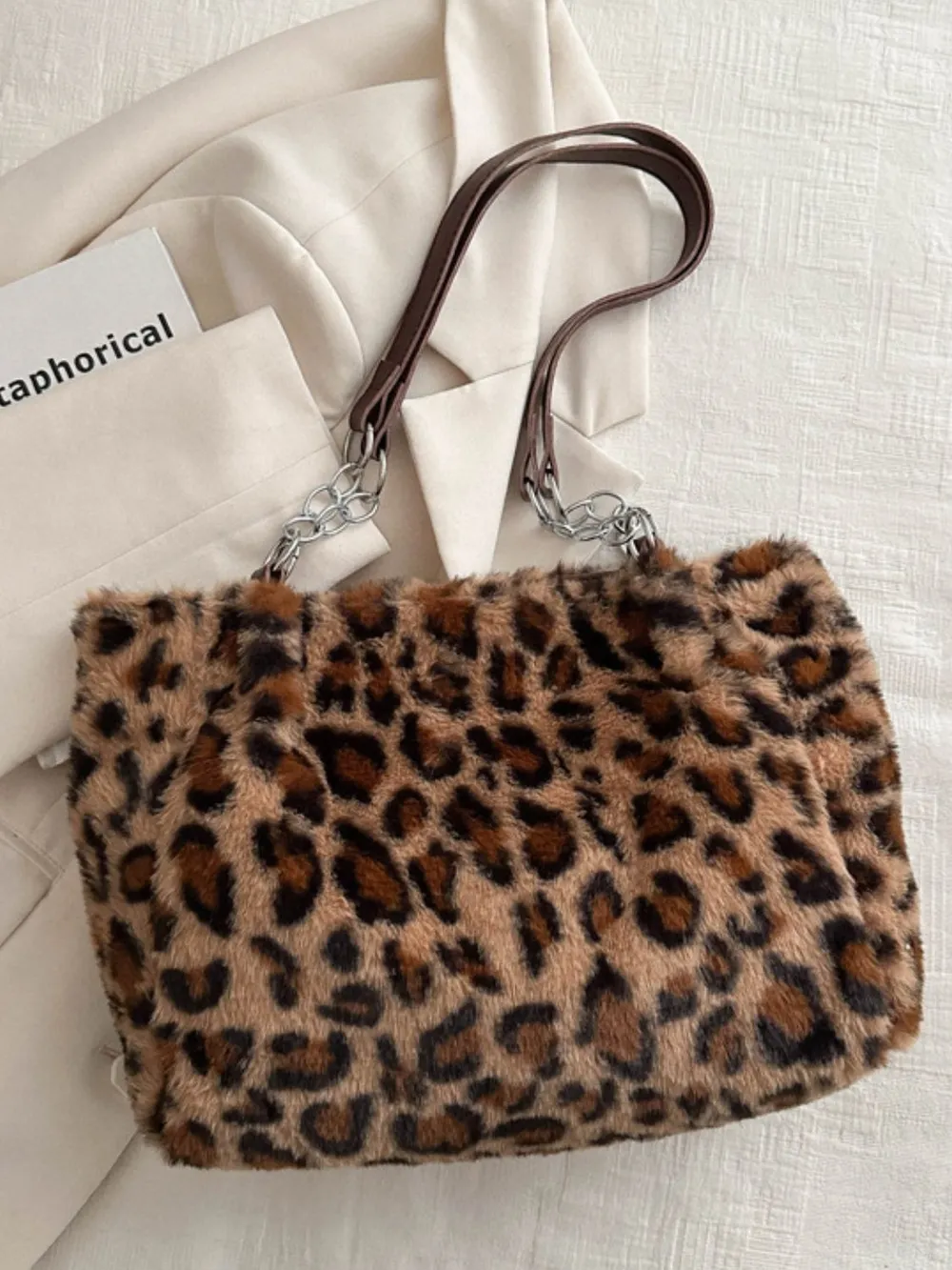 Faux Fur Leopard Shoulder Bag, image 13