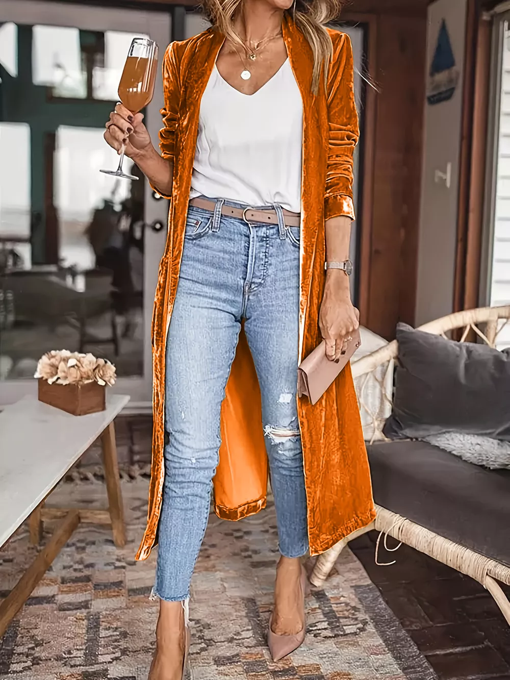 Open Front Long Sleeve Coat, image 28