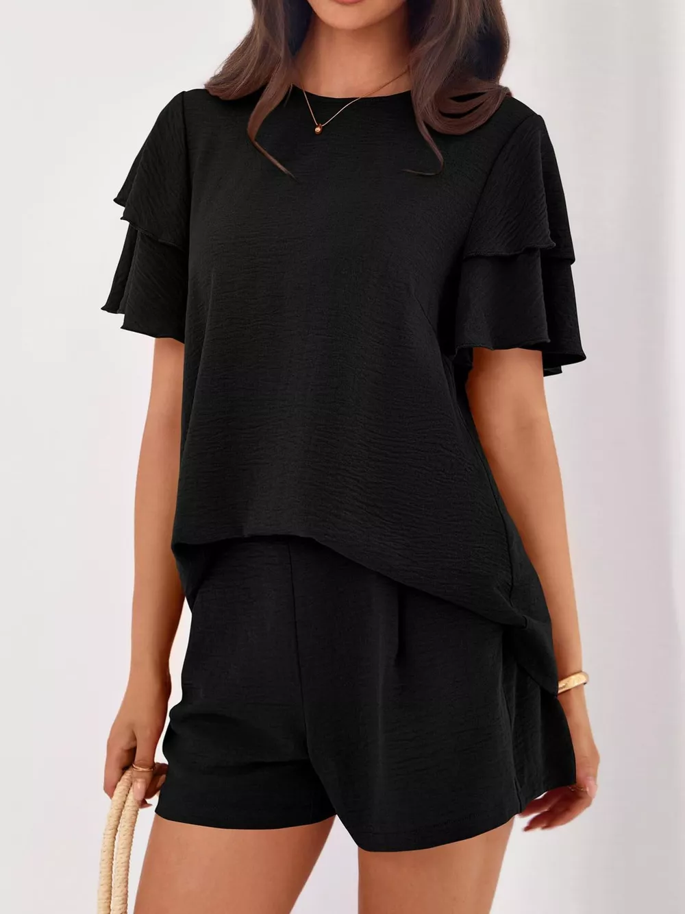 Ruffle Sleeve Top and Shorts Two-Piece Set, image 17