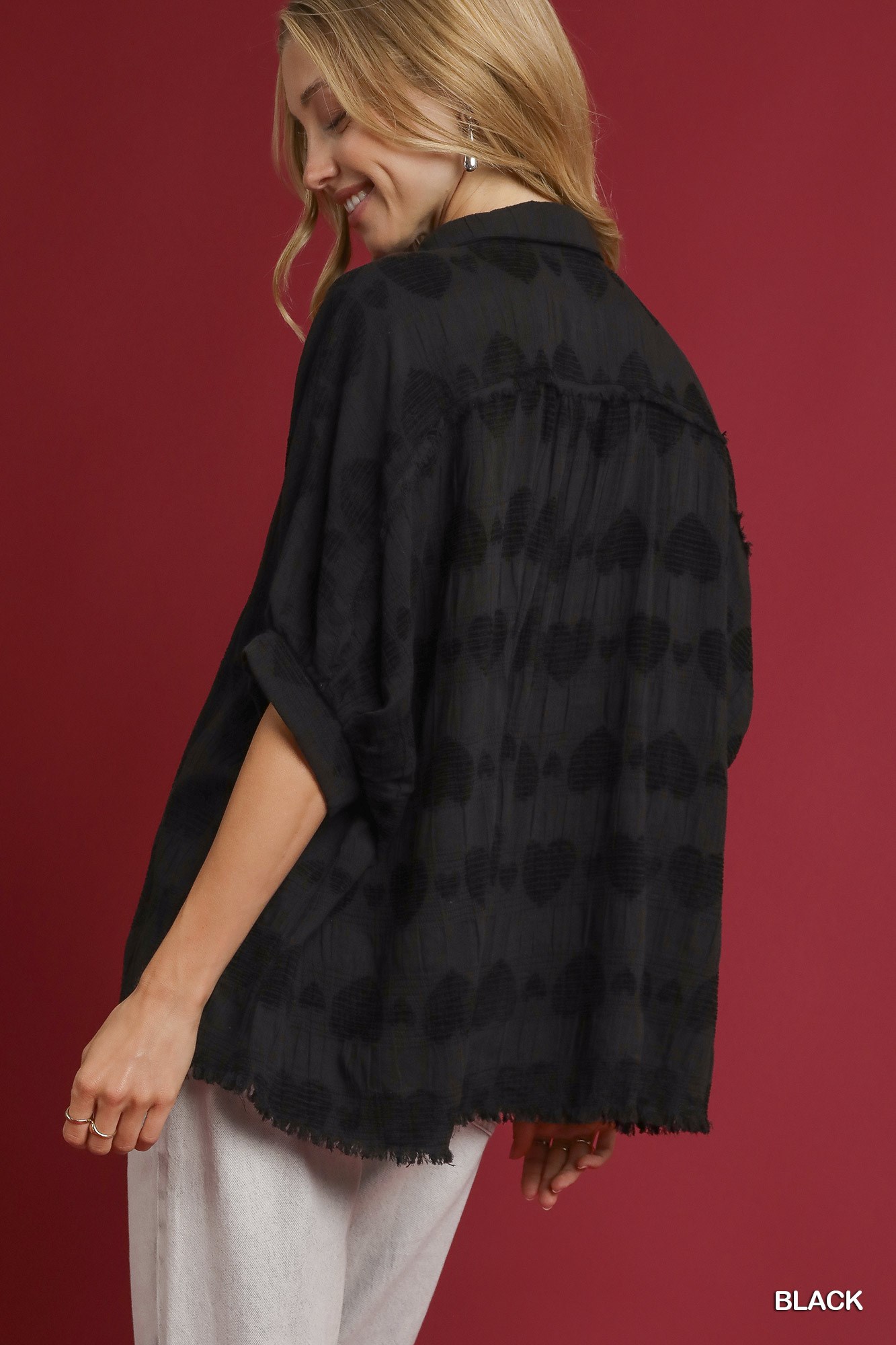 Jacquard Heart Collared Shirt, image 4