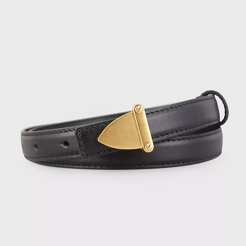 Leather Belt with Golden Buckle, image 2