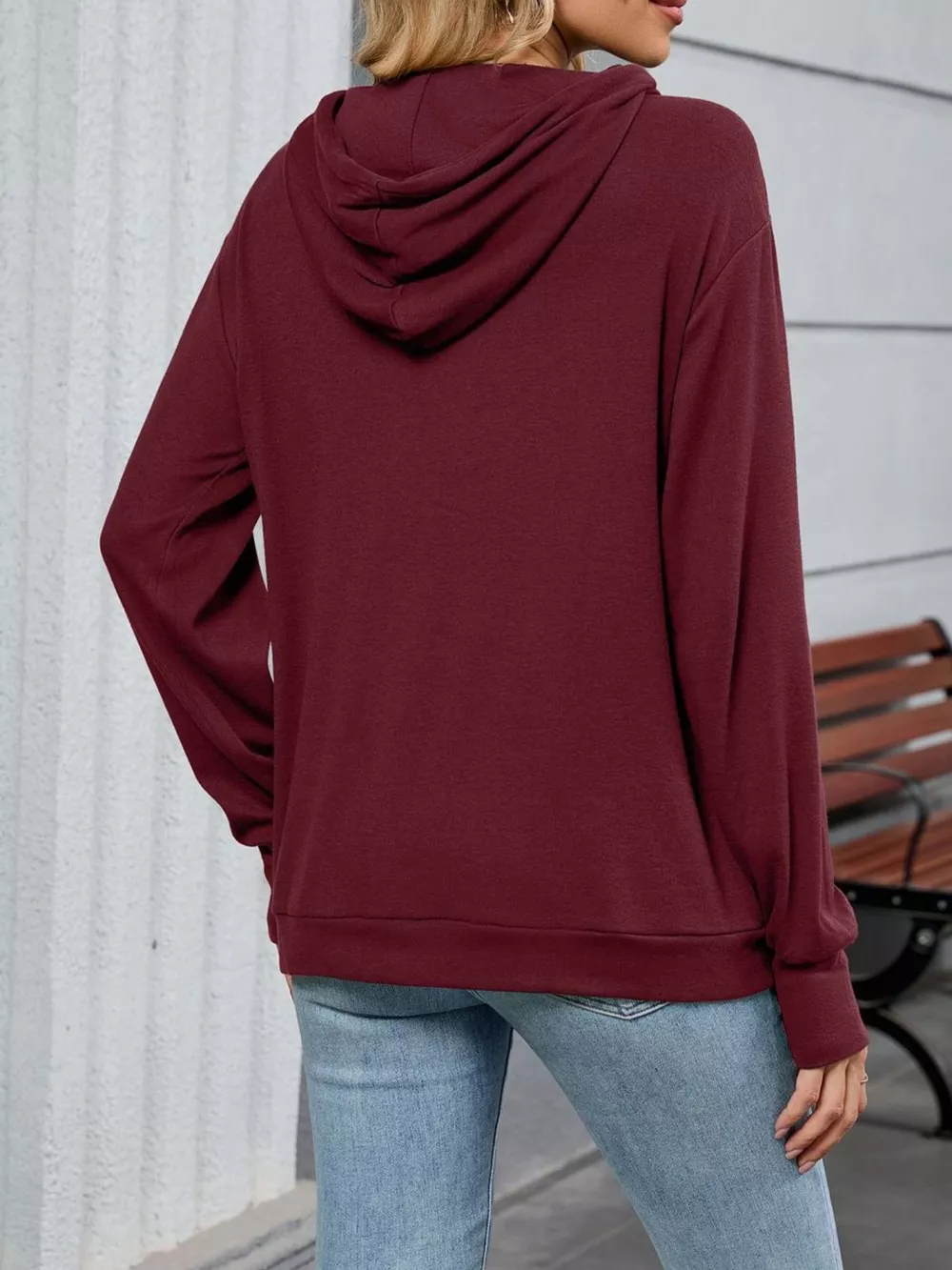 Contrast Letter Graphic Drawstring Long Sleeve Hoodie, image 19