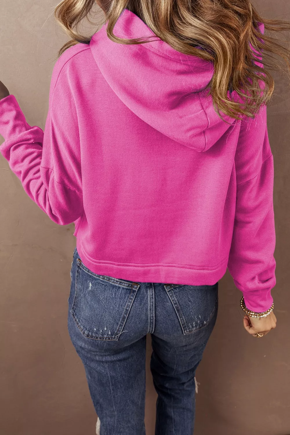 Drawstring Dropped Shoulder Hoodie, image 6