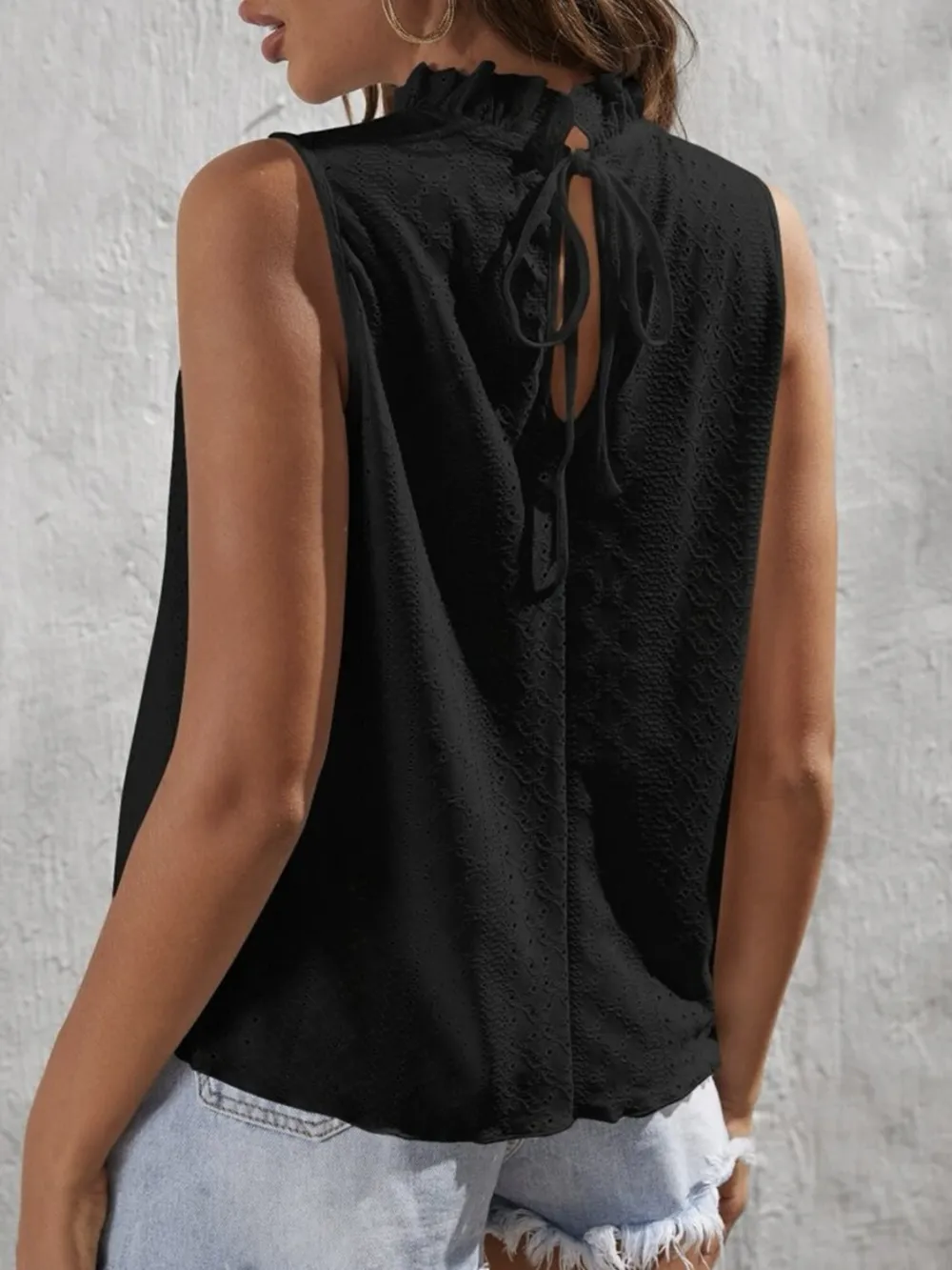 Tied Eyelet Mock Neck Tank, image 12