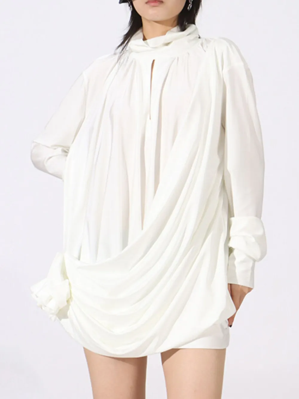 Ruched Long Sleeve Mini Dress, image 3