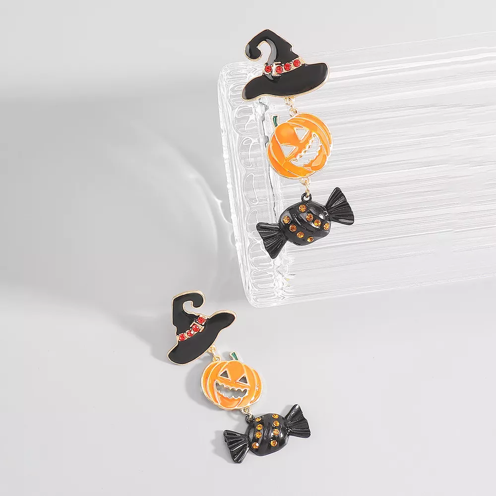 Halloween 18K Gold-Plated Alloy Pumpkin Earrings