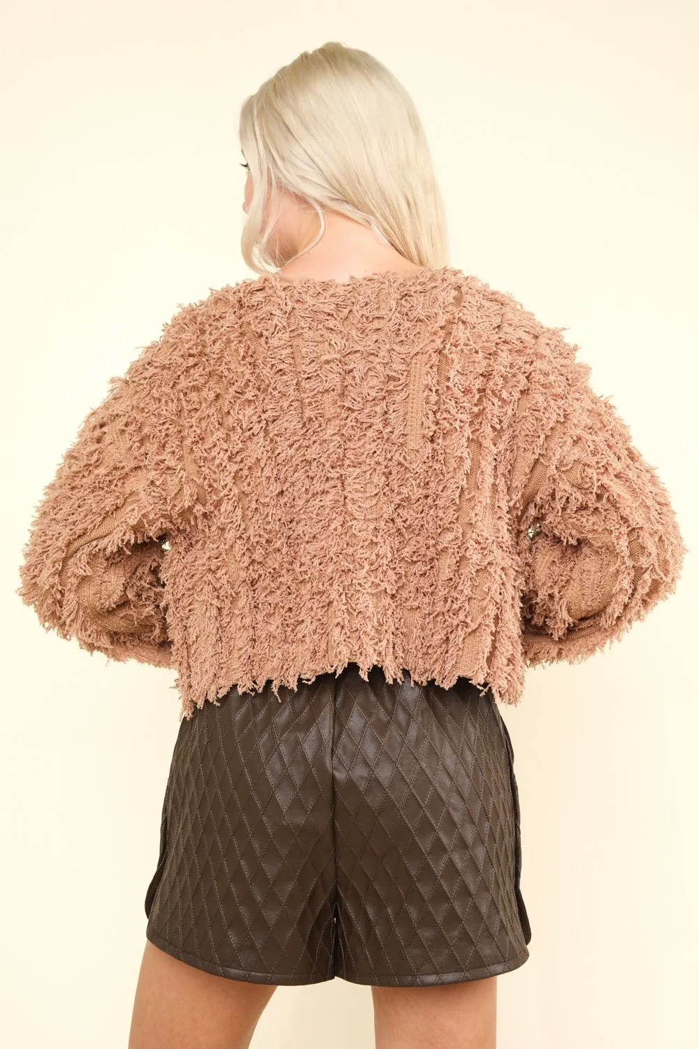 Shaggy Yarn Knit Zip Up Jacket, image 2