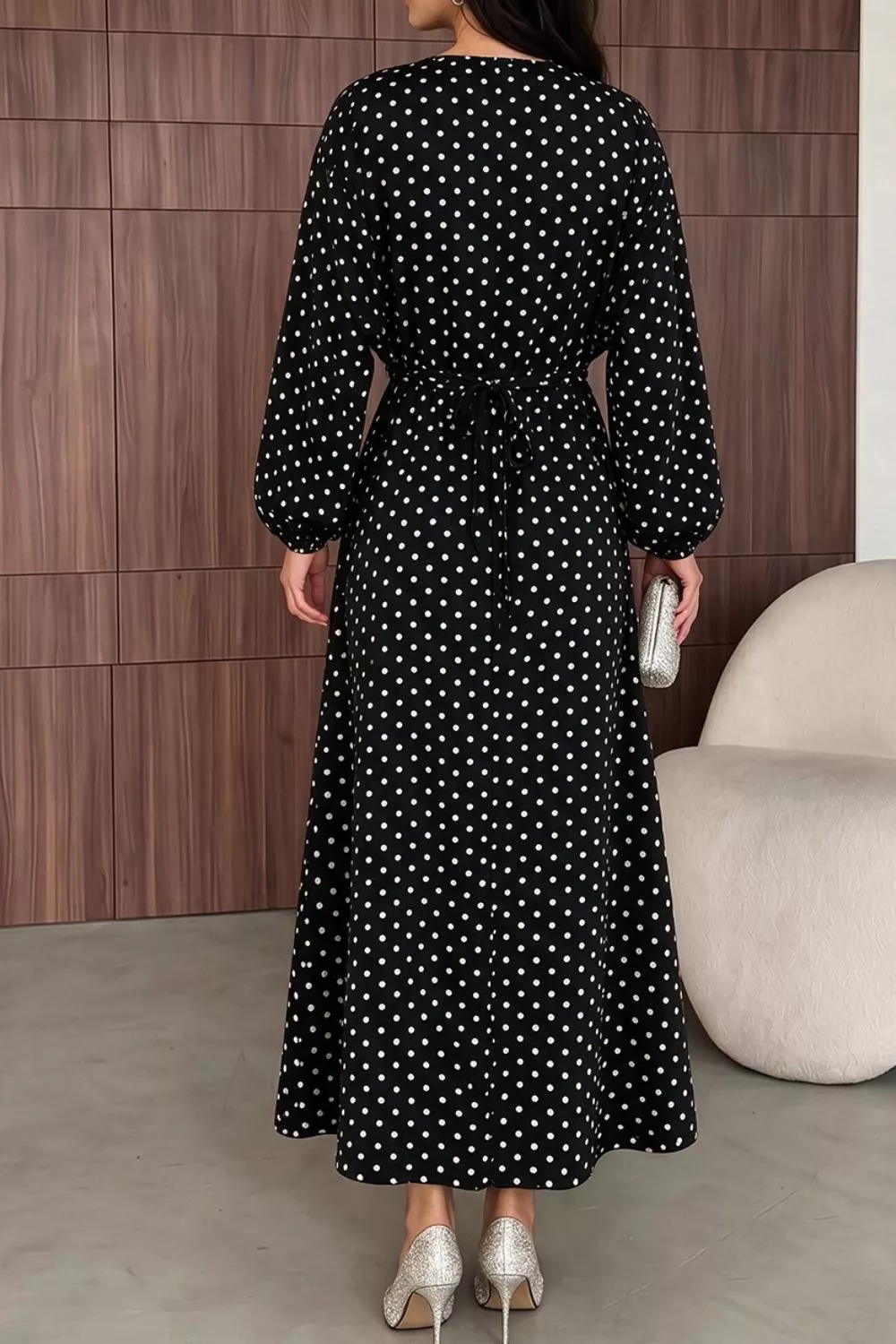 Polka Dot Long Sleeve Maxi Dress, image 8