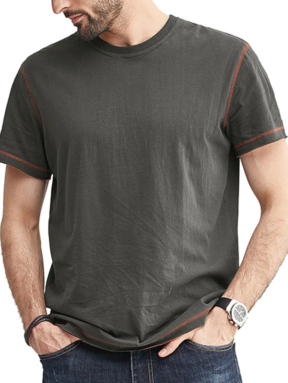 Men's Classic T-Shirt with Contrast Piping