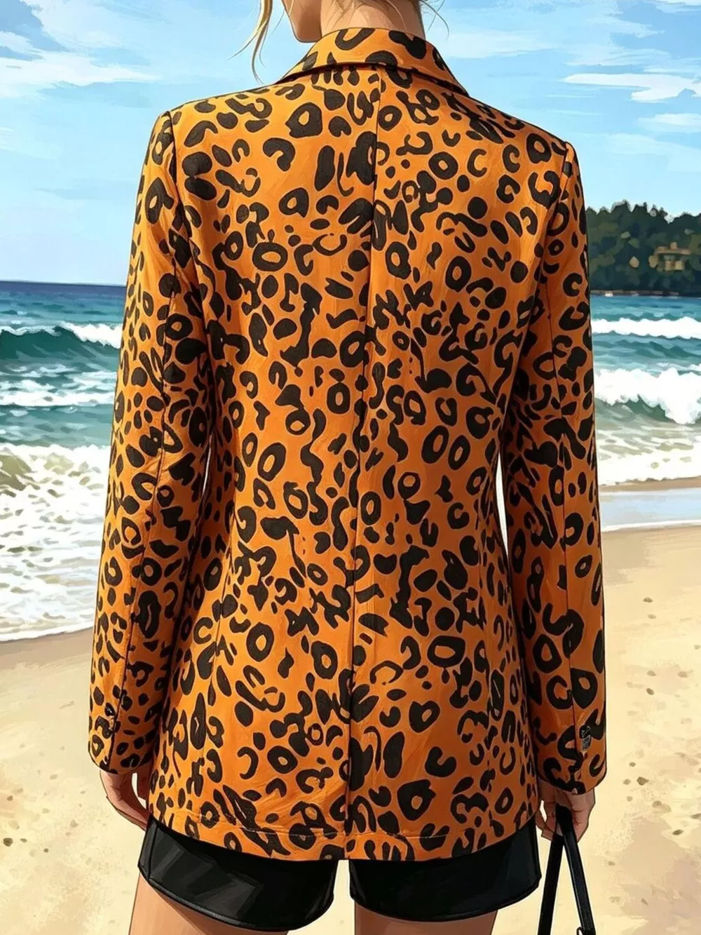 Leopard Print Long Sleeve Blazer, image 4