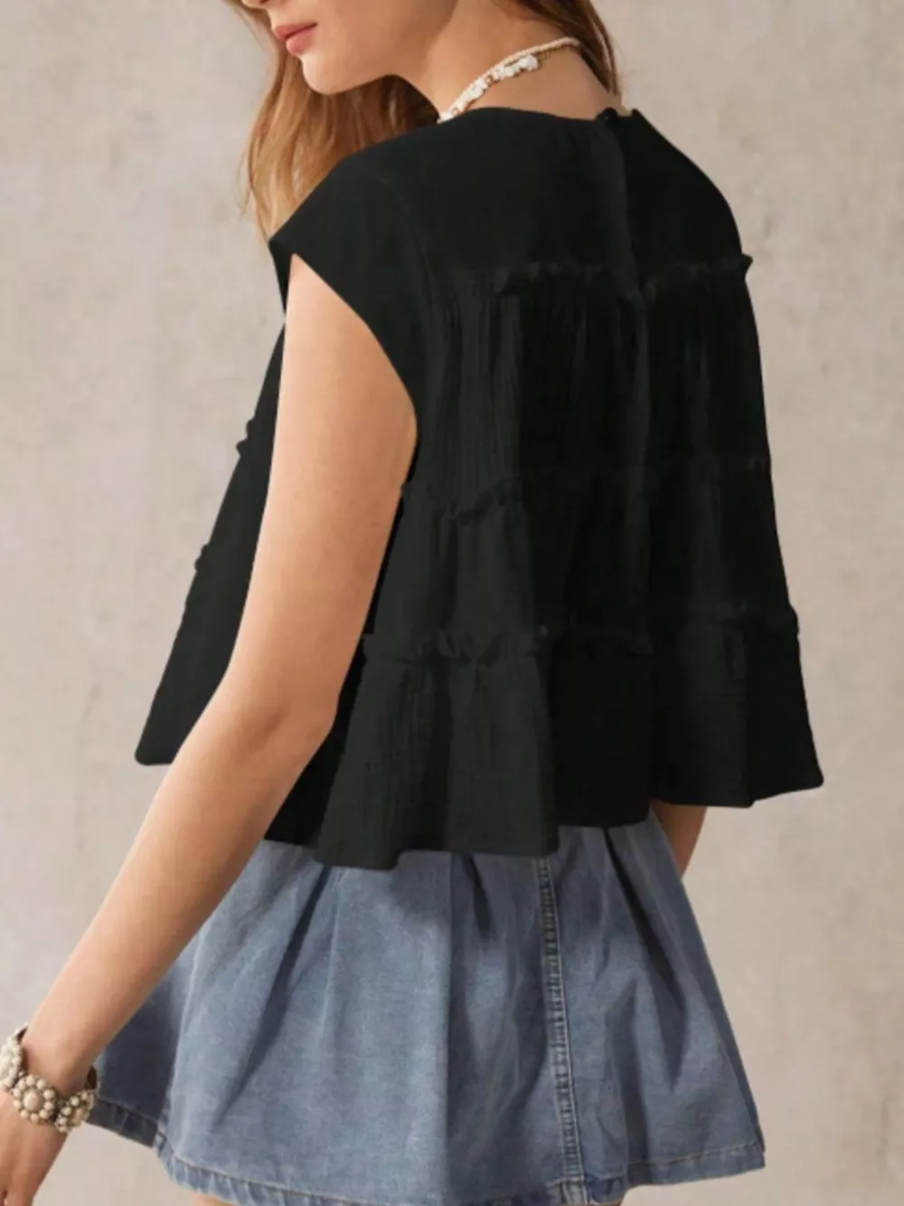 Tiered Cap Sleeve Blouse, image 10