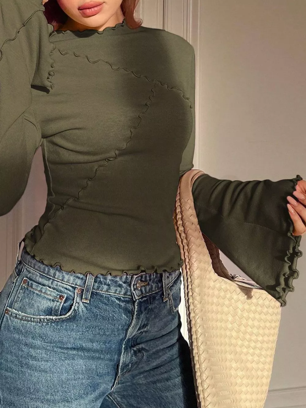 Lettuce Edge Flare Sleeve Top, image 8