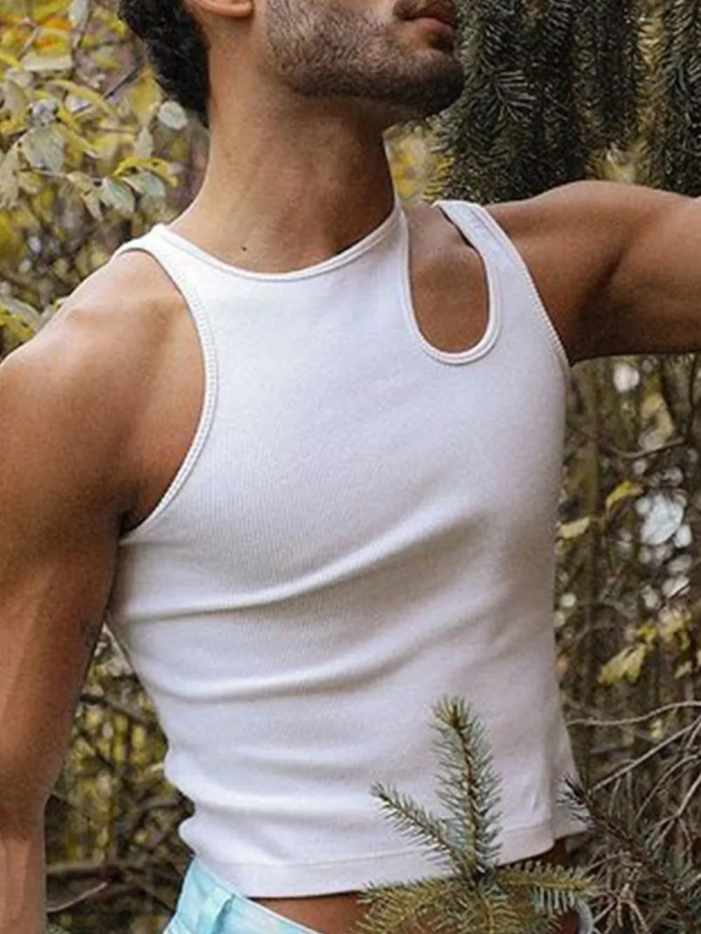 Men's Full Size Cutout Round Neck Tank Plus Size, image 3