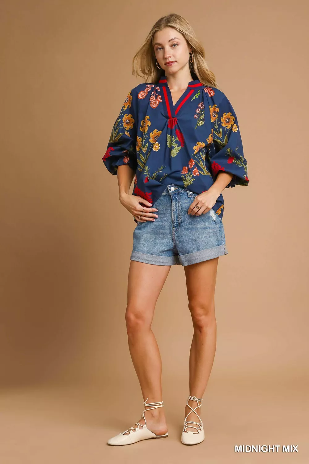 Floral Print Flounce Sleeve Blouse, image 4