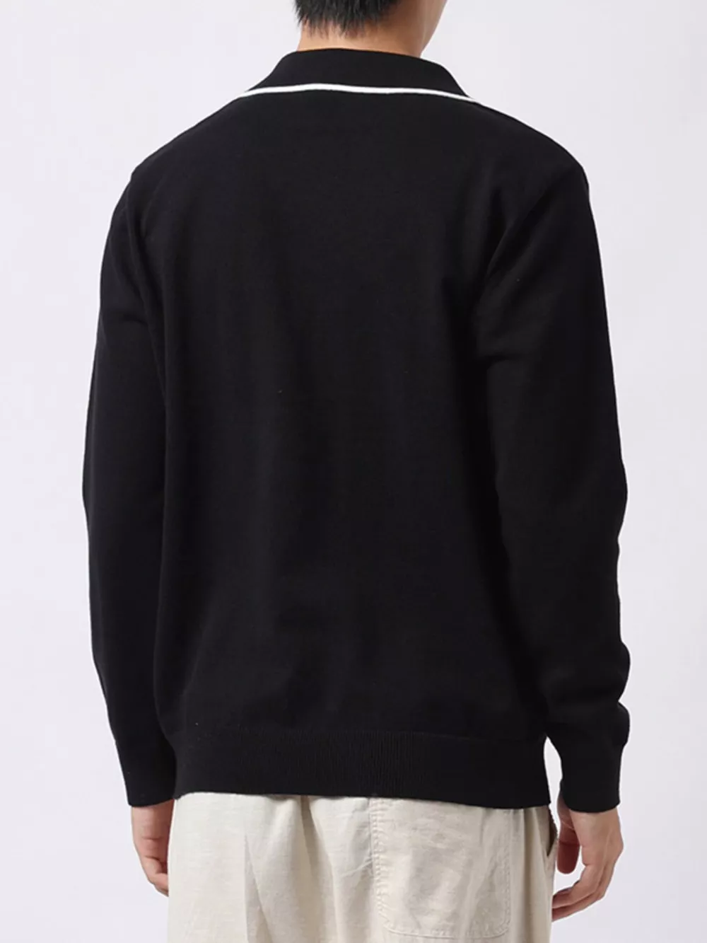 Men's Plus Size Long-Sleeve Contrast Trim Polo, image 2