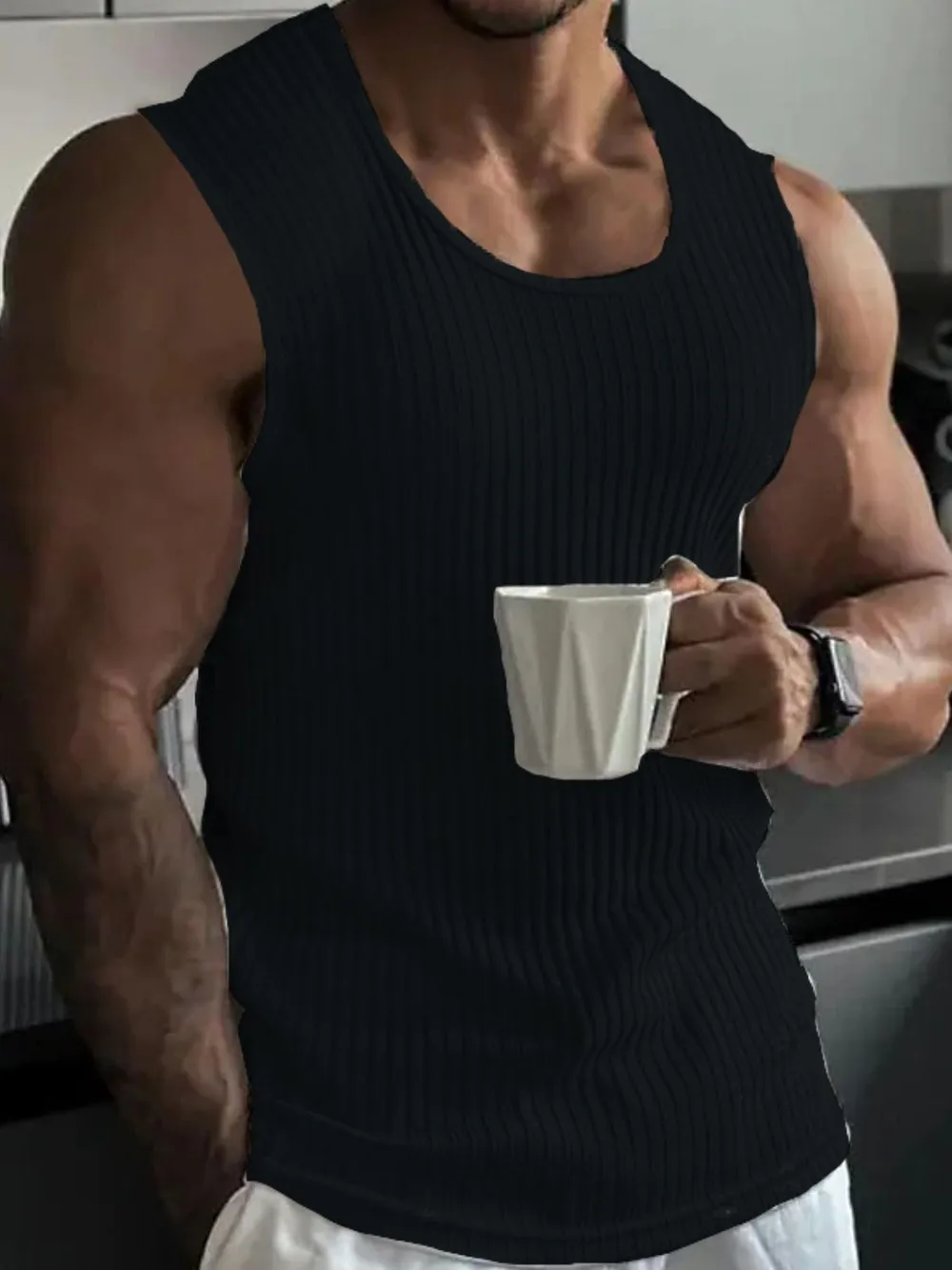 Men's Full Size Ribbed Round Neck Tank Plus Size