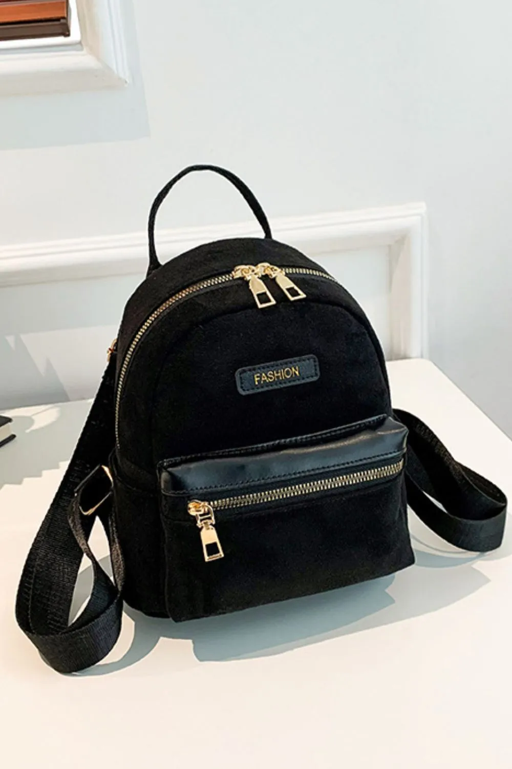 Suede Adjustable Strap Backpack Bag, image 6