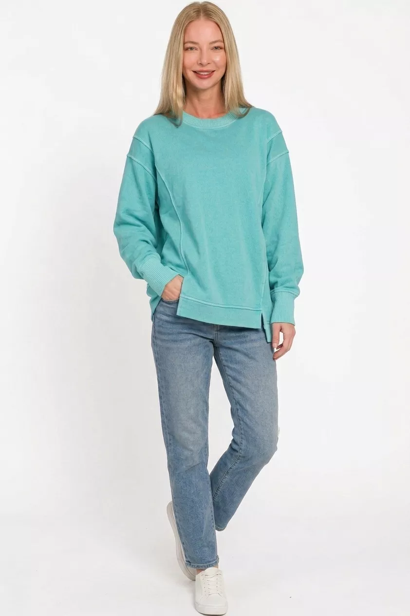 Pigment Dye Exposed-seam Fleece Sweatshirt, image 3