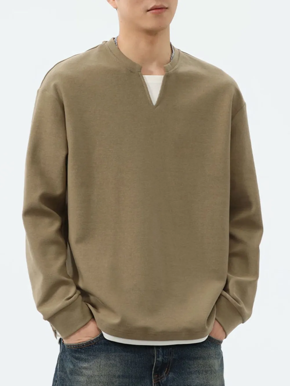 Men's Plus Size Drop Shoulder Long Sleeve Sweatshirt, image 7